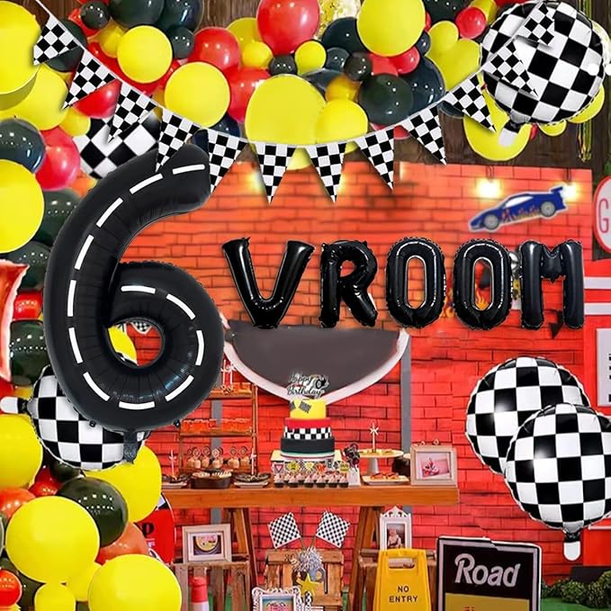 134pcs Race Car Balloon Birthday Party Supplies Decorations for Boys - Racing car Theme Party Supplies Happy Birthday Racecar Number Balloons Garland Kit Birthday Party (Arch, 6)