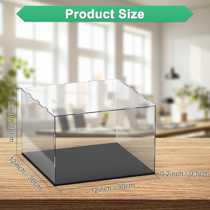 Clear Acrylic Display Case, 12 x 12 x 8 Inch Assemble Clear Acrylic Display Box Dustproof for Action Figures/Model/Statues/Collectibles/Doll/Toys/Home Storage
