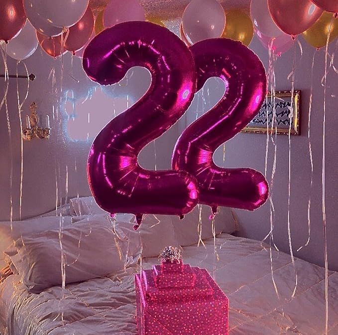 Rosy Purple 40 Inch Big Number Balloon Birthday Decoration, Number 2 Helium Balloon 12 20 22 23 24 26 2026 New Years Celebration, Boy Girl Baby Anniversary Party Graduations Supplies Decorations