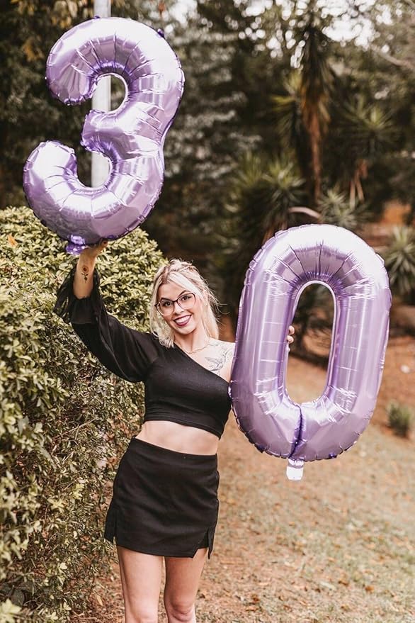 Lavender Helium Number Balloon 40 Inch, Giant Foil Lilac Number 0 Birthday Balloons, Large Numbers 10 20 30 40 50 60 70 80 90 100 2026, Party Celebration Supplies Decorations