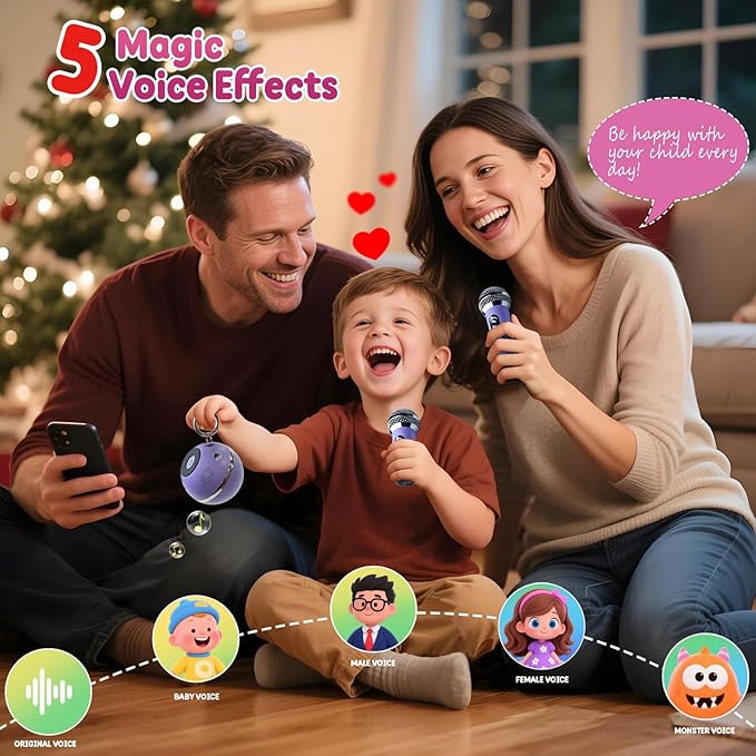 Mini Karaoke Machine for Kids Gifts,3 4 5 6 7 8 9 10 11 12+ Years Old Girl Boy Birthday Gifts Party Singing Toys,Portable Bluetooth Speaker with 2 Wireless Microphone for Teens,Simple Button (Purple)