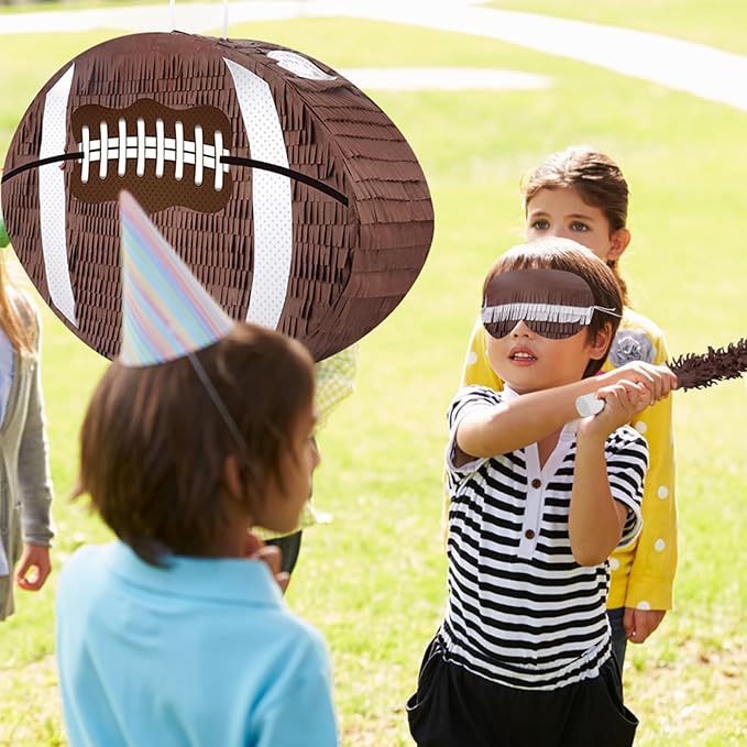 Hooqict Football Pinata with Bat Stick & Hanging Loop for Boys Football Birthday Party Decorations Game Day Tailgate Party Supplies Kids Sports Ball Pinata