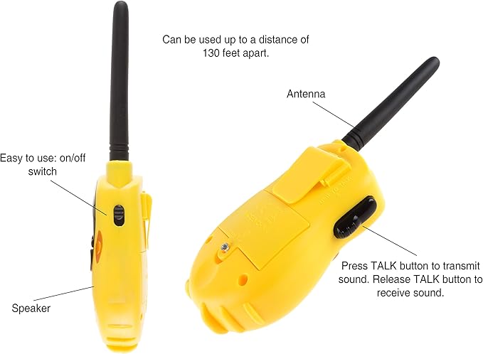 Walkie Talkies for Kids 2-Pack - Battery Operated Indoor or Outdoor Toy - Works Up to 130 Ft - Great for Pretend Play - Camping Toys by Hey Play