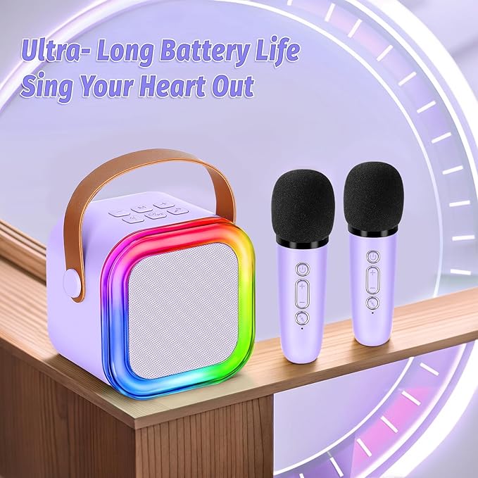 Mini Karaoke Machine for Kids,Girl Toys,Karaoke Microphone Wireless for Kids,Gifts for 4,5,6,7,8,9,10 Year Old Girl Toys (Purple)