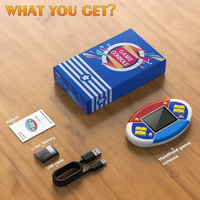Handheld Games for Ages 14+ Build in 218 Puzzle Leisure Video Games Portable Rechargeable Oval Colorful Gamming System with 3.0” LCD Birthday Christmas Party Gift (White)