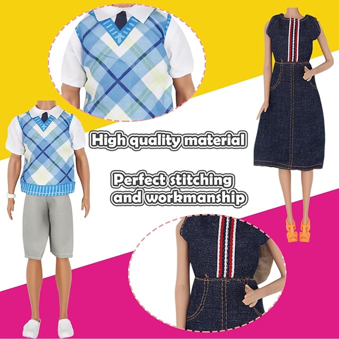 71Pcs Doll Clothes & Accessories for 12 Inch Boy & Girl Dolls - Pet Care Set Includes 25 Wear Clothes, Shirts, Jeans, Suits, Shoes, Pet Doctor Playset, Trolley, Backpack