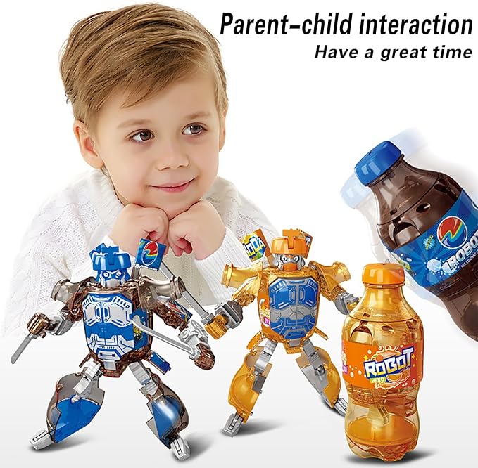 Atlodas Beverage Bottles Deformation Robot Toys, Soda Can Transforming Robot Toys for Kids Gift, Creative Soda Deformation Figures for Boys, Birthday Christmas Choice for Boyfriend (Green)