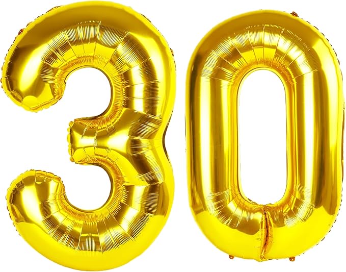 40 Inch Gold Balloon Number 30 Balloon,Jumbo Mylar Foil Helium Balloon for 30 Birthday Digital Balloons for Birthday Party,Wedding Anniversary Party Decorations