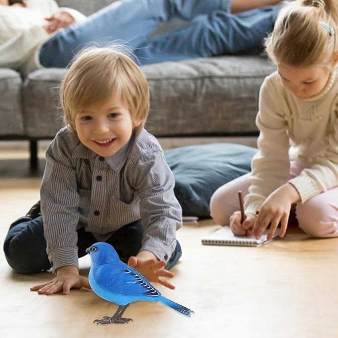 Electric Singing and Chirping Bird Toy, Simulation Interactive Bird Toy for Kids, Cute Realistic Chirping and Moving Artificial Sparrow, Battery Operated, Garden Home Ornament Decoration