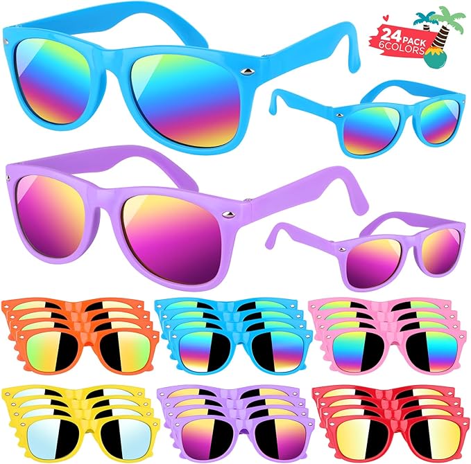 GINMIC Kids sunglasses Party Favors, 24Pack Kids, Boys and Girls Sunglasses Bulk Age 3-8 with UV400 Protection,Party Favors For Kids, Birthday Classroom Goodie Bags Party Supplies