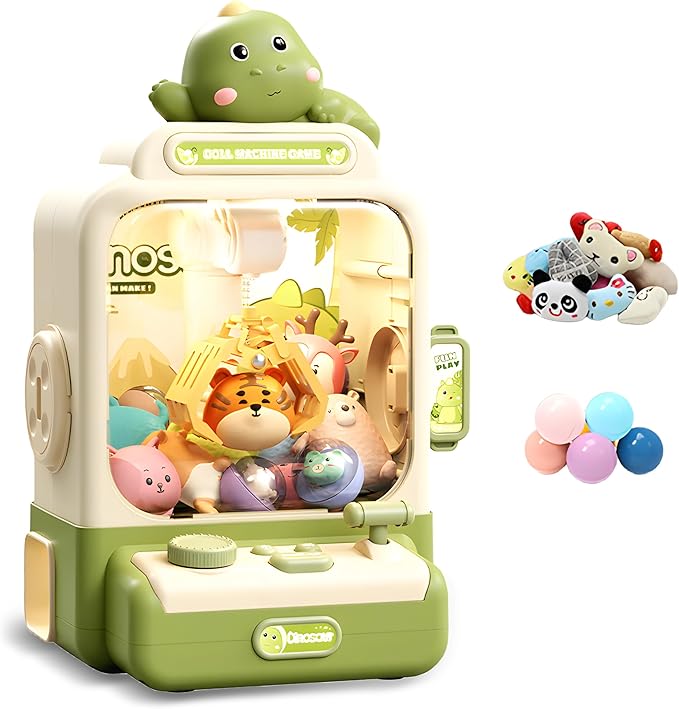 Claw Machine for Kids,Dinosaur Small Mini Vending Machine with 20Pcs Prizes