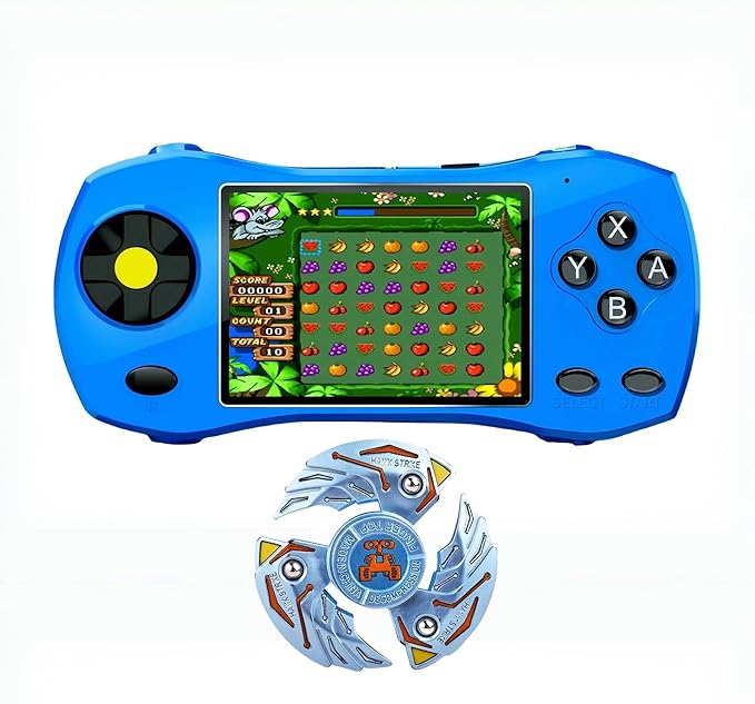 3.0" Sports car Shape Handheld Game Console Built-in 250 Action/Fighting/Sports/Racing/Puzzle Retro Video Games Kid's Portable Electronic Puzzle Toy Children's Birthday (Blue)