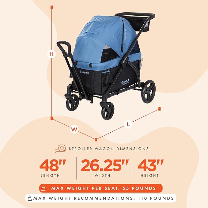 Baby Trend Navigator 2-in-1 Stroller Wagon, Dash Blue