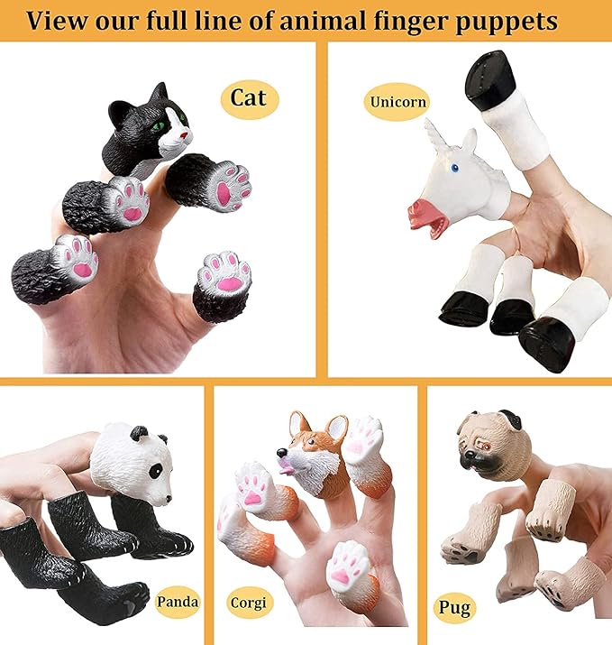 AQKILO Finger Puppet Set, Animals Puppet Show Theater Props, Novelty Toys Weird Stuff Gifts (Squirrel & Cat)