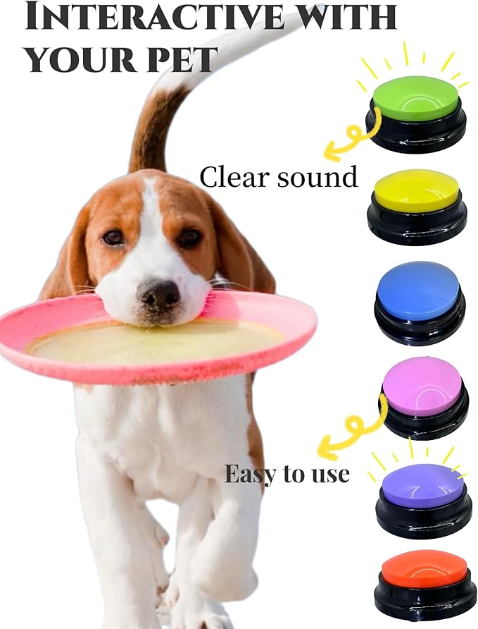 Dog Talk Buttons Voice Recording Button for Communication and Pet Training 30-Second Record & Playback Talking Button for Study, Office, Family, and Kids (Blue, one)