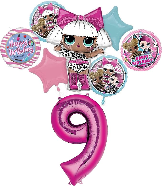 LOL Surprise 9th Birthday Party Supplies Balloon Bouquet Decorations