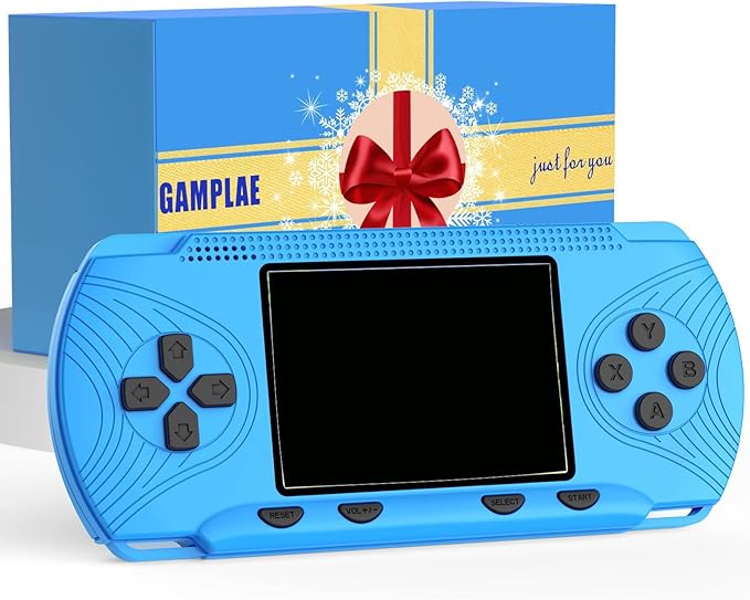 Handheld Games for Kids - Kids Video Game Player Preloaded 258 Retro Video Games, Portable Gaming Player with 3 Cartridges & 3" HD Screen Travel Electronic Toy Birthday Xmas Gift for Boys Kids 4-12