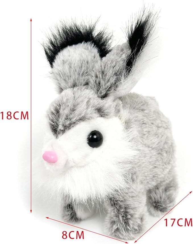 Rabbit Interactive Electronic Pet Bunny Toy Portable Cute Wiggle Ears with Sounds and Movements for Children Kids Gifts, Gray White