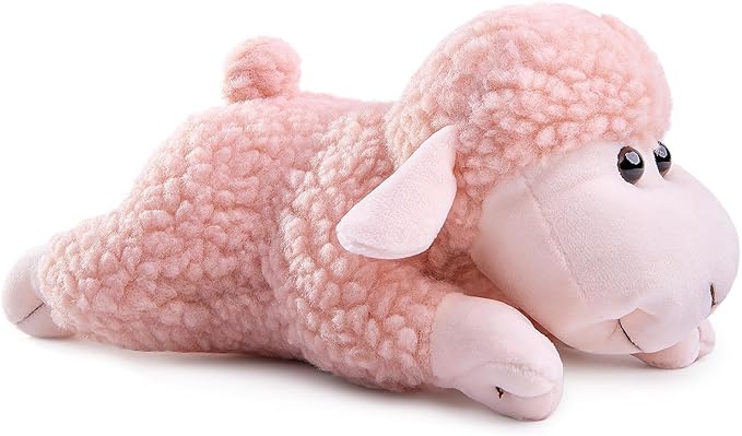 Tiny Heart Sheep Stuffed Animal, Sheep Plush Toy, Lamb Stuffed Animal Cute Soft Stuffed Lamb Kids Boys and Girls Home Decor Birthday Cuddly Pink Lamb Toys (Prone Position)