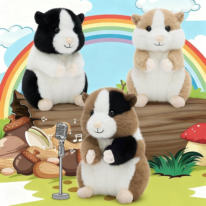 MorisMos Hamster Toys for Kids Girls Boys, 8.7" Realistic Hamster Stuffed Animal Plushies Set, Lifelike Small Stuffed Animals in Bulk for Baby Shower Birthday Party Decoration