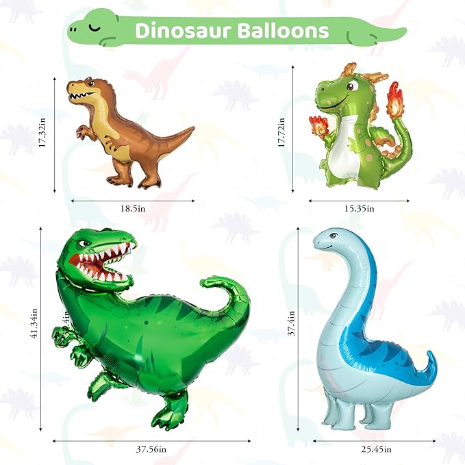 Amandir Dinosaur 3rd Birthday Party Decorations for Boys Girl, Foil Green Star Number 3 Dinosaur Balloons with Happy Birthday Banner Hanging Swirls for Three Rex Dino Baby Shower Kids Party Supplies