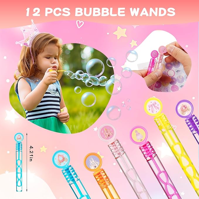 Vanblue 72Pcs Princess Party Favors Crown Birthday Decorations Party Supplies for Girls, Crown Headbands Princess Castle Goodie Bag Stuffers,Pinata Fillers Classroom Rewards Gifts for Kids