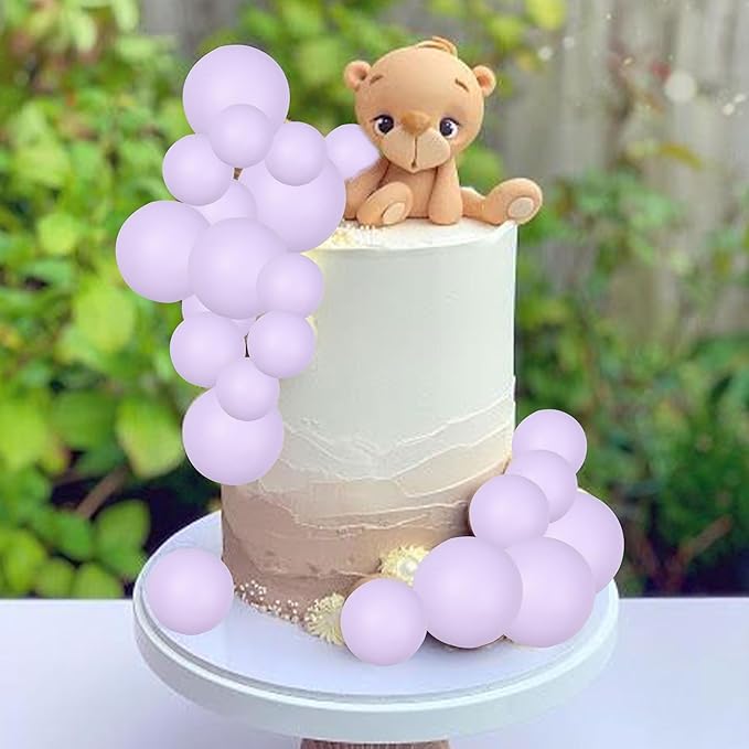 Gyufise 30Pcs Balls Cake Toppers Ball Cake Picks Foam Ball Shaped Cupcake Toppers Mini Balloons Baby Shower Cake Decorations for Wedding Enaggement Bridal Shower Birthday Party Supplies Light Purple