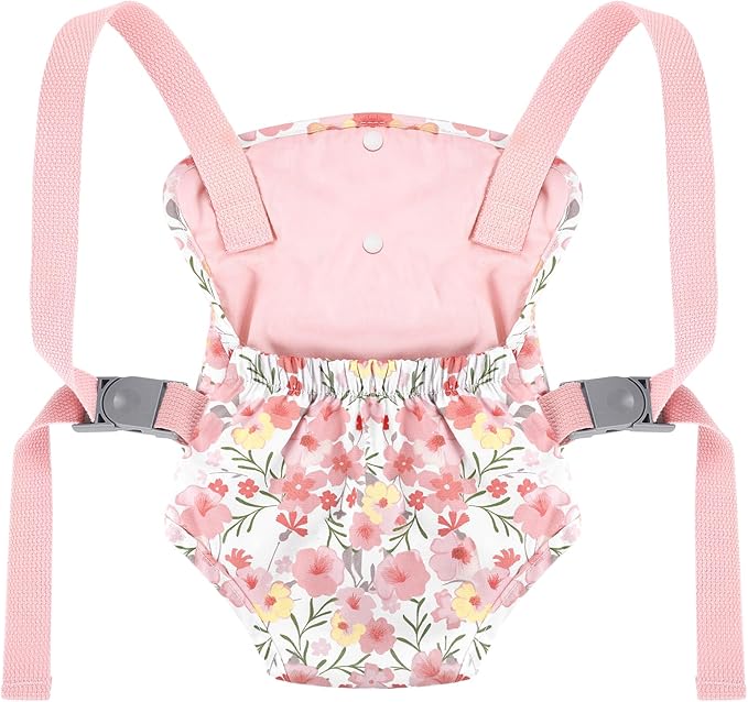 GAGAKU Baby Doll Carrier for Little Girls Baby Carrier for Dolls Reborn Baby Doll Carrier Toddlers 3 Years Old Babydoll Carrier - Pink Rose of Sharon