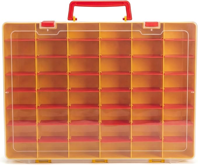 Toy Storage Box for Disney Doorables, for MGA Entertainment Miniverse, Holds 28+ Multi-Mini Figures with 48 Adjustable Grids（Box Only）-Chestnut