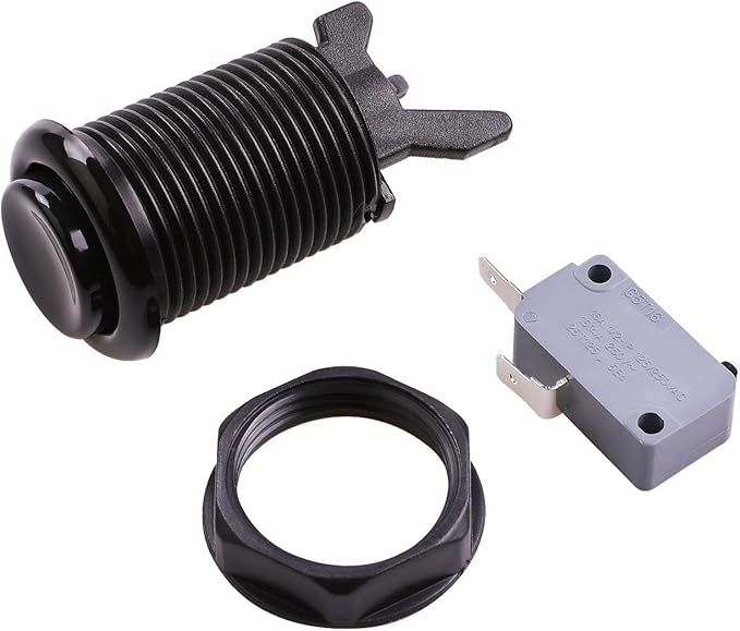 Reyann 6X Black Happ Type Standard Arcade Push Button with Microswitch for Mame/Jamma/Arcade Video Games