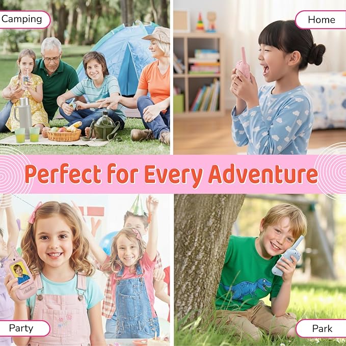 LEENK Video Walkie Talkies for Kids 2 Pack – Rechargeable Video Intercom Handheld, Indoor & Outdoor Range, Easy Use for Ages 3-12, Eco ABS, Clear Voice & Long Distance Communication (Pink & Purple)