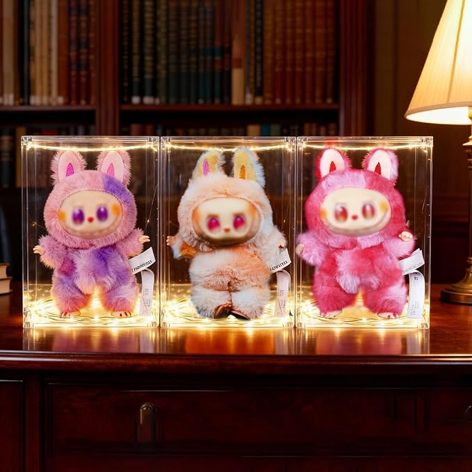 Clear Stackable Acrylic Display Case for Collectibles, No Assembly Required with Dustproof Lid, Anime Figure Display Case,Suitable for Dolls & Plush Toys Storage & Display 3.9''x5.4''x7.4''