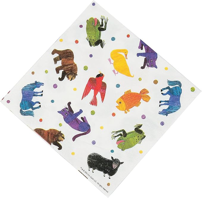 Eric Carle’s Brown Bear, Brown Bear, What Do You See? Luncheon Napkins - Party Supplies - Print Tableware - Print Napkins - Birthday - 16 Pieces