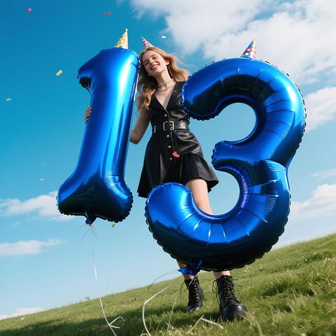 40 Inch Number Blue 3 Balloon,Large Dark Blue Foil Number Balloons 3rd 13 23 30 for Boys Girls,Digit Three Balloons Birthday Anniversary Events Party Decorations Supplies