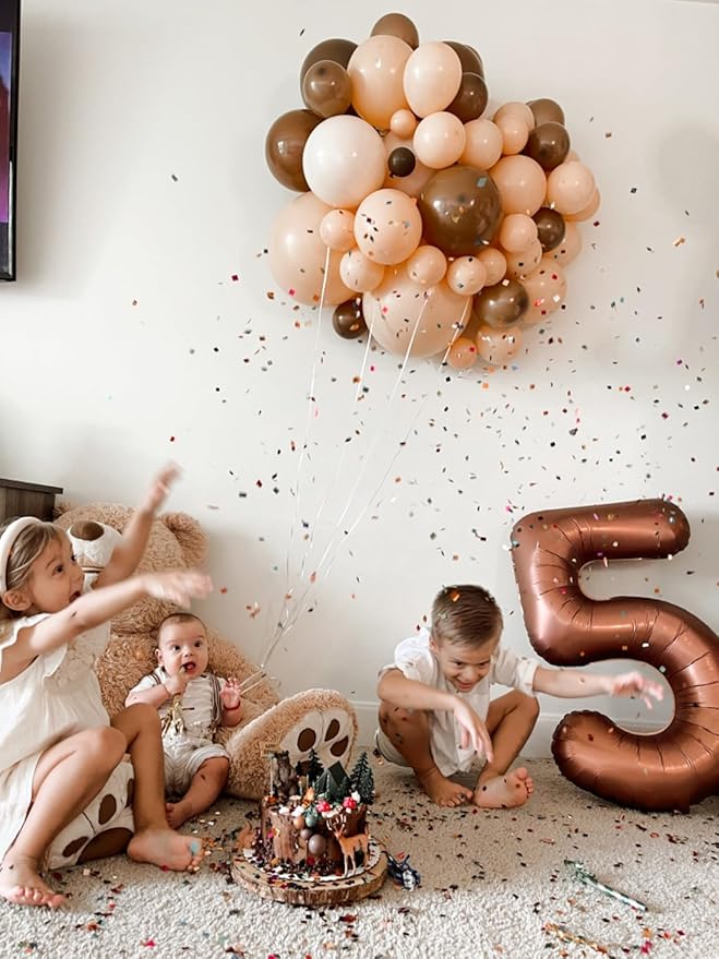 Number Balloons 1, 40 Inch One Balloons for 1st Birthday Girl Boy 1 11 21 Party Decorations Baby Shower Photo Shoot, Coffee Brown 1 Balloon