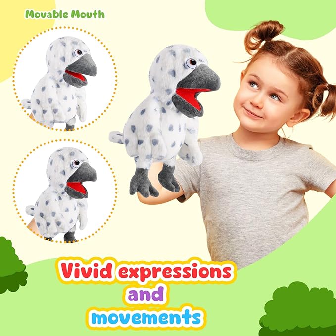 Animal Hand Puppets 11 Inch Bird Plush Toucan Owl Eagle Parrot Flamingo Peacock Puppet Toys Role-Play Puppets for Kids Storytelling Imaginative Pretend Play Teaching Preschool(Owl)