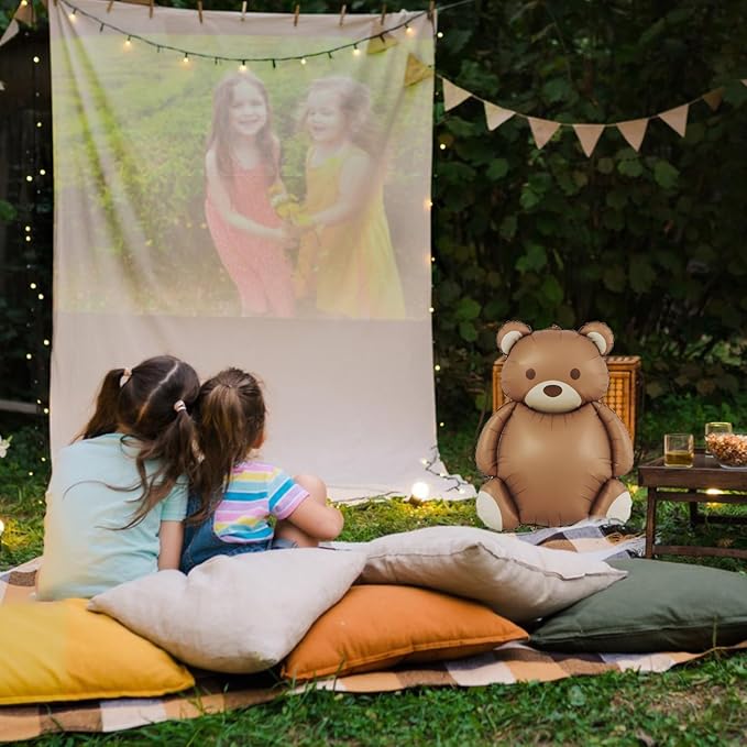 4 Pack Giant Teddy Bear Balloons,35 Inch Matte Brown Foil Mylar Balloons for Beary First Birthday Decorations,Teddy Bear Baby Shower Party Supplies,Woodland Theme Neutral Party Decor