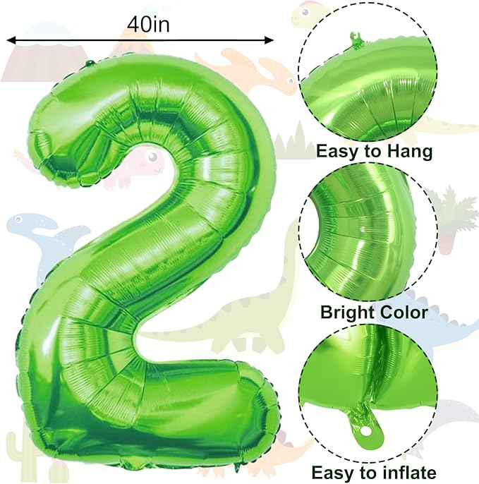 16Pcs Two Rex Balloons, Two Rex Birthday Party Decorations Boy Dinosaur 2rd Birthday Party Supplies Include Dinosaur Foil Balloons Tattoo Stickers for 2 Years Old Birthday Decorations Boys