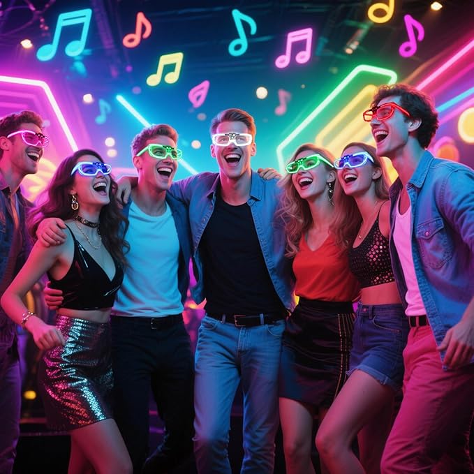 28 Packs LED Glasses 5 neon color 3 Light Modes Glow Sticks Light Up Glasses,Glow In The Dark Party Supplies Favors for Kids Adults Flashing toy fit Valentine's Day Easter Christmas Halloween Birthday