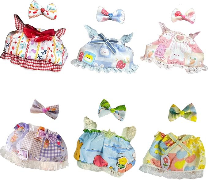 Clothes and Dress for Doll, 6 Pack Doll Outfits for 17cm Plush, Perfect for Play and Display, Accessories for Doll's Collectors, (No Dolls) (Set 1)