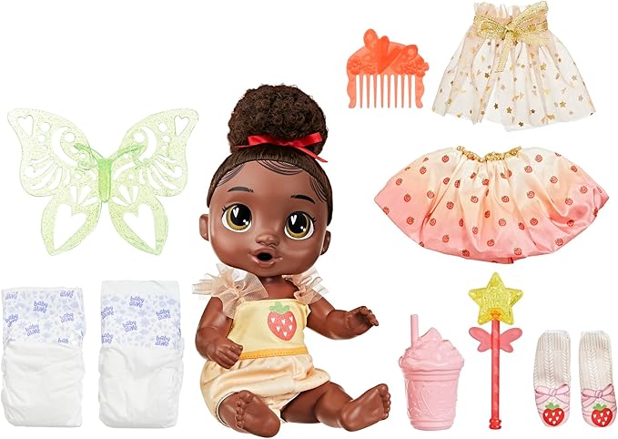 Baby Alive Fairy Fashions Berry Boo Doll with Clothes Accessories, Black Hair, 11 Inches, Toys for 3 Year Old Girls and Boys & Up (Amazon Exclusive)