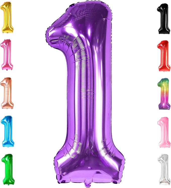 KatchOn, Purple 1 Balloon Number for First Birthday - 40 Inch | Number 1 Balloons for 1st Birthday | 1 Balloons for 1st Decorations | Purple Number One Balloon For Happy Anniversary Decorations