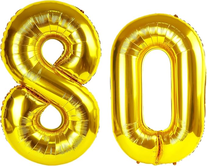 40 Inch Gold Balloon Number 80 Balloon,Jumbo Mylar Foil Helium Balloon for 80 Birthday Digital Balloons for Birthday Party,Wedding Anniversary Party Decorations