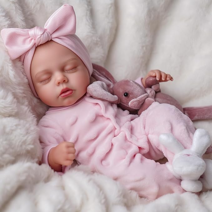 BABESIDE 12 Inch Lifelike Reborn Baby Dolls Vinyl Full Body, Soft Realistic Baby Doll Sweet Sleeping Preemie Real Life Baby Dolls Easy to Hold with Accessories Gift Set for Kids Age 3+