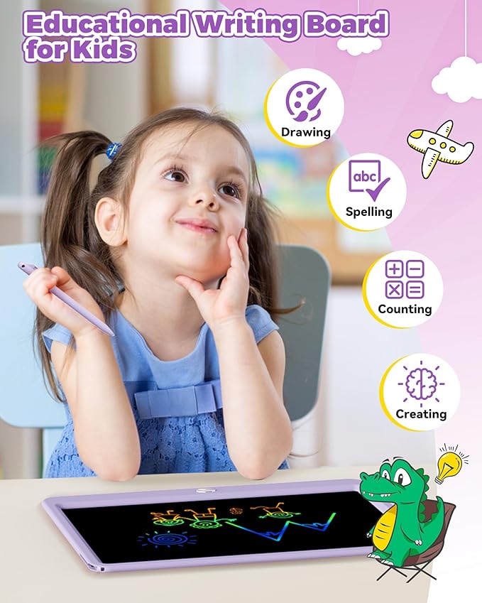 KOKODI LCD Writing Tablet with Anti-Lost Stylus (Purple, 12 inch)