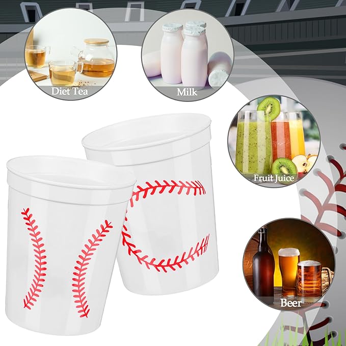 Norme 24 Pcs Rookie Of the Year First Birthday Decorations Baseball Plastic Cups Bulk Reusable Cups 16 oz Sports Party Supplies Decoration for Birthday Party Favor Event Family Dinner