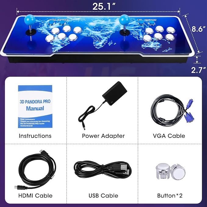 32000 in 1 Pandoras Box,Retro Arcade Game Console,Plug and Play Video Game,1280X720 Display, 3D Games,Double Joystick Favorite List Game Category Save/Search/Hide/Pause