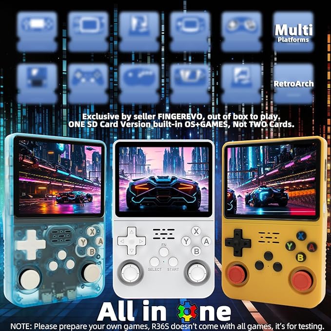 R36S Handheld Game Console 3.5-in 640*480 IPS OCA Screen 3200mAh Opensource System RK3326 Pure White