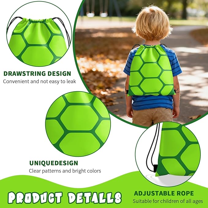 Green Turtles Party Favors, Ninja Theme Birthday Party Supplies & Goodie Bags for Kids, Include Drawstring Bags Notebook Silicone Bracelet Highlighter for Gifts Fillers