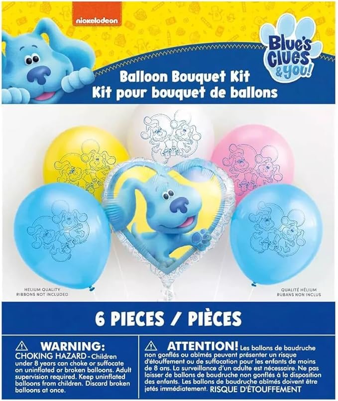 Blue's Clues Birthday Party Supplies Bundle includes 6 Piece Balloon Kit: 1 Mylar and 5 Latex Balloons